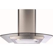 Boxed 60cm Curved Glass Cooker Hood In Stainless Steel