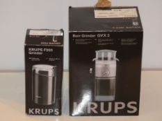 Lot to Contain 2 Assorted Krups GVX2 and X203 Burr Coffee Grinders