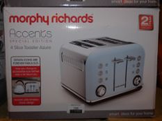 Boxed Morphy Richards Accents 4 Slice Toaster in Blue RRP £60