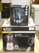 Boxed Assorted Items to Include a Russell Hobbs Jug Blender and a Russell Hobbs Matt Black