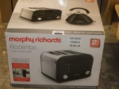 Boxed Morphy Richards Accents Stainless Steel and Black 4 Slice Toaster RRP £50