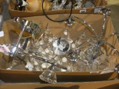 Assorted Stainless Steel and Glass Designer Ceiling Light Fittings to include a 5 Light Ceiling