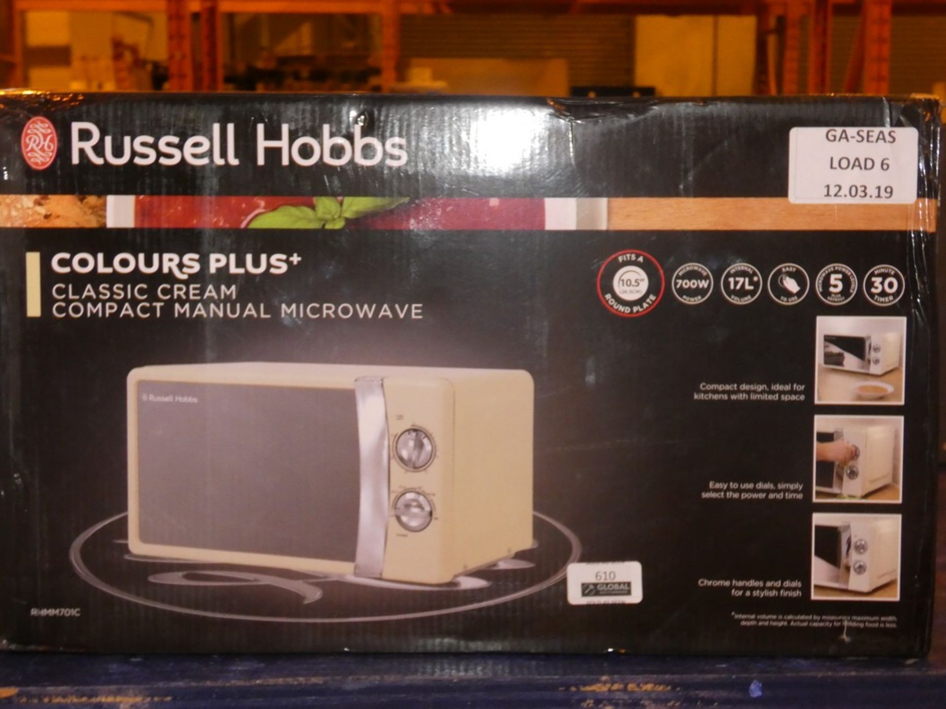 Boxed Russell Hobbs Colours Plus Classic Cream Compact Manual Microwave RRP £65 (Viewing Is Highly