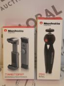 Lot to Contain 2 Assorted Manfrotto Items To Include a Brand New Twist Grip and Brand New Pixie Mini