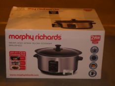 Boxed Morphy Richards Slow Cooker in Brushed Steel RRP £40 (Viewing Is Highly Recommended)