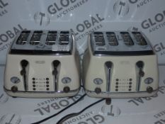 Lot to Contain 2 Delonghi Icona Vintage Cream 4 Slice Toaster RRP £60 Each (Viewing Is Highly