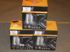 Lot to Contain 3 Boxed Russell Hobbs Buckingham 1.5L Cordless Jug Kettles in Stainless Steel RRP £35