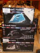 Lot to Contain 3 Assorted Russell Hobbs Steam Irons (Viewing Is Highly Recommended)
