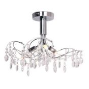 Boxed Home Collection Betsy Flush Stainless Steel and Glass Ceiling Light Fitting (Viewing Is Highly