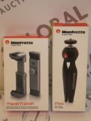 Lot to Contain 2 Assorted Manfrotto Items To Include a Brand New Twist Grip and Brand New Pixie Mini