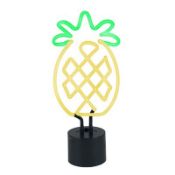 Lot to Contain 6 Assorted Pineapple Neon Lamps, Love Neon Lamps, Cactus Neon Lamps and Emery Table