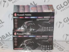 Lot to Contain 2 Boxed Russell Hobbs Power Steam Ultra 3100W Steam Irons RRP £40 Each (Viewing Is