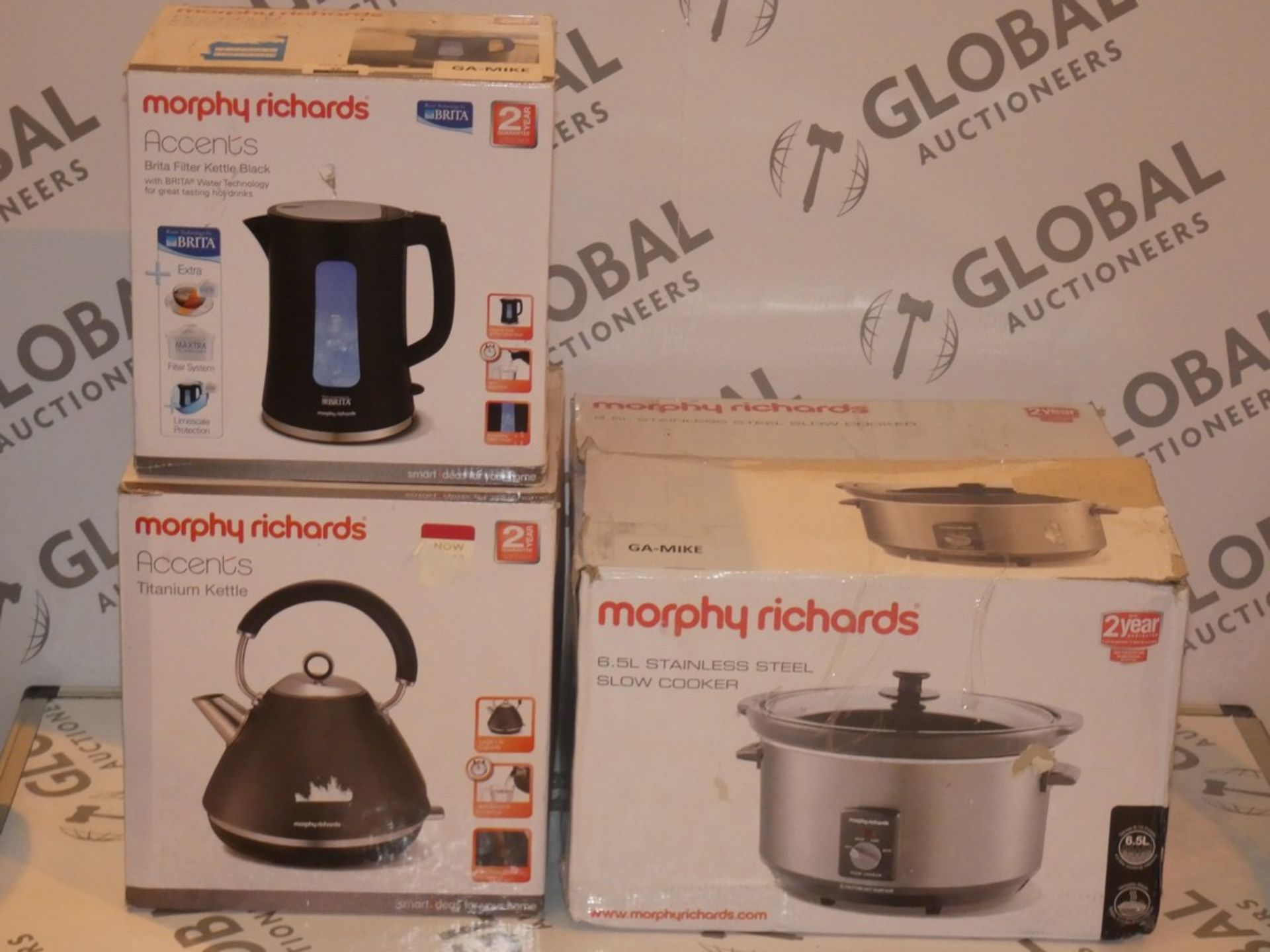 Lot to Contain 3 Boxed Morphy Richards Kitchen Items To Include a 6.5L Stainless Steel Slow Cooker