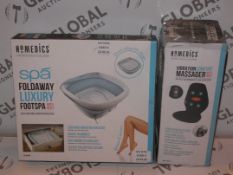 Lot to Contain 2 Assorted Items To Include a Homedics Spa Foldaway Luxury Foot Spa with Heat and a