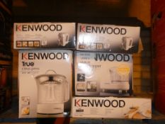 Lot to Contain 5 Boxed Assorted Kitchen Items To Include Kenwood Electric Knives, Citrus Juicers,