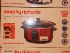 Boxed Morphy Richards Slow Cooker in Red RRP £40 (Viewing Is Highly Recommended)