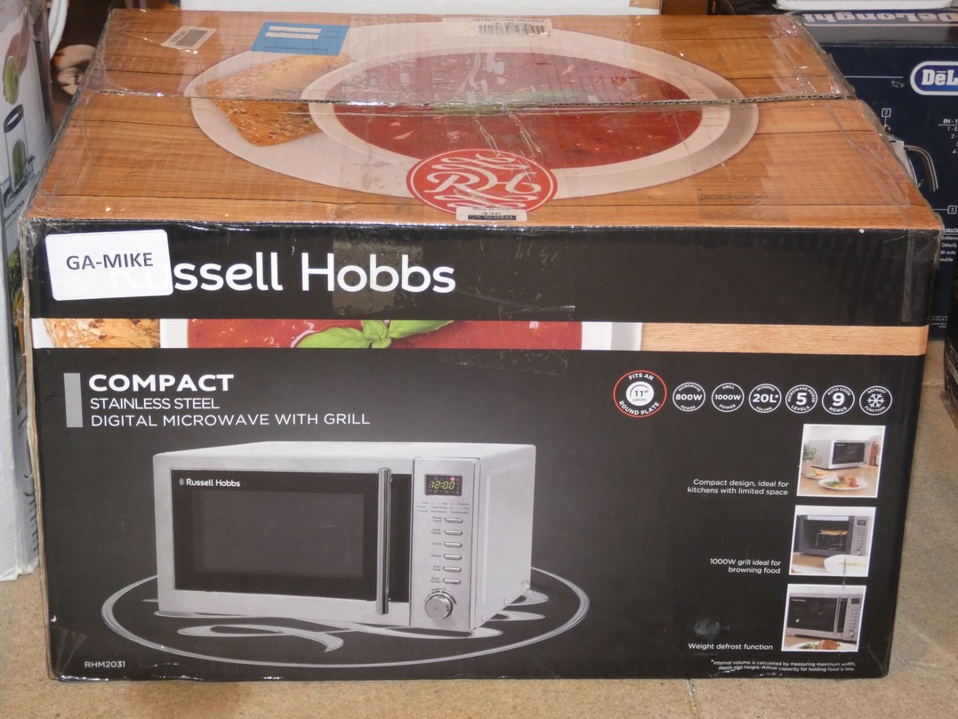 Boxed Russell Hobbs Compact Stainless Steel Digital Microwave With Grill RRP £75 (Viewing Is