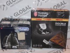 Lot to Contain 2 Assorted Items To Include a Russell Hobbs Sandwich Maker and a Delonghi Rapid