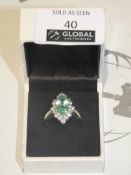 Ladies Emerald and Diamond Style Show Piece Ring