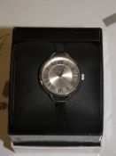 Boxed Infinity Ladies Black Leather Strap Designer Wrist Watch