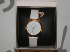 Flooze White Leather Strap Designer Wrist Watch