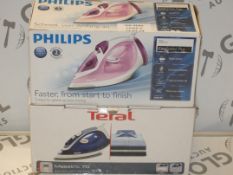 Boxed Assorted Tefal and Philips Steam Irons RRP £45 Each