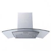 Boxed PRCGH008 60cm Curved Glass Extractor Hood