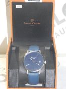 Boxed Simon Carter of London Blue Leather Strap Navy Face Designer Wristwatch RRP £115