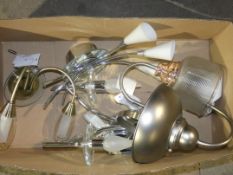 Assorted Lighting Items To Include Wall Lights, Stainless Steel Single Reading Lights and Copper and
