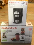 Boxed Assorted Morphy Richards Items To Include a Coffee On The Go Coffee Machine and a Blend