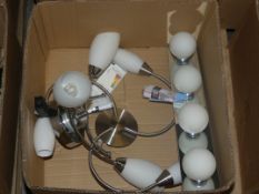 Assorted Stainless Steel and Glass Flush Ceiling Light Fittings and Bar Lights