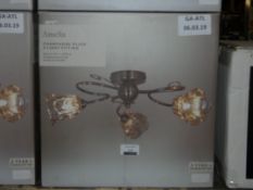 Lot to Contain 2 Boxed Amelia Champagne Glass 3 Light Ceiling Light Fittings