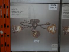 Lot to Contain 2 Boxed Amelia Champagne Glass 3 Light Ceiling Light Fittings