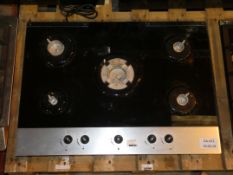 UBGDG70BK 5 Burner Stainless Steel Gas on Glass Hob