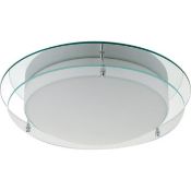 Boxed Search Light 38cm Round Chrome and Clear Flush Ceiling Light RRP £140