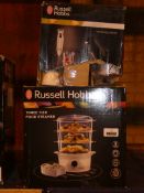 Lot to Contain 2 Assorted Items to Include a Russell Hobbs 3 Tiered Food Steamer and a Russell Hobbs