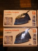 Lot to Contain 2 Morphy Richards Breeze Steam Irons RRP £45 Each (Viewing Is Highly Recommended)