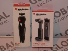 Lot to Contain 2 Manfrotto Items to Include a Twist Grip Clamp for Smart Phones and a Pixie Mini