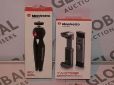 Lot to Contain 2 Manfrotto Items to Include a Twist Grip Clamp for Smart Phones and a Pixie Mini