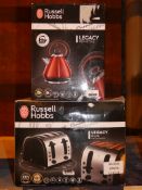 Lot to Contain 2 Assorted Kitchen Items To Include a Russell Hobbs Legacy Black 4 Slice Toaster