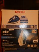 Lot to Contain 2 Tefal and Braun Steam Irons (Viewing Is Highly Recommended)