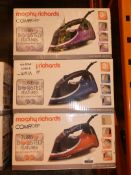 Lot to Contain 3 Morphy Richards Comfy Grip Steam Irons RRP £30 Each (Viewing Is Highly