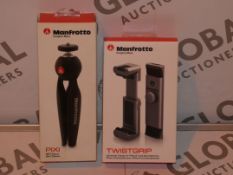 Lot to Contain 2 Manfrotto Items to Include a Twist Grip Clamp for Smart Phones and a Pixie Mini