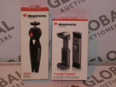 Lot to Contain 2 Manfrotto Items to Include a Twist Grip Clamp for Smart Phones and a Pixie Mini