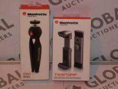 Lot to Contain 2 Manfrotto Items to Include a Twist Grip Clamp for Smart Phones and a Pixie Mini