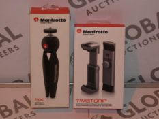 Lot to Contain 2 Manfrotto Items to Include a Twist Grip Clamp for Smart Phones and a Pixie Mini