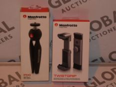 Lot to Contain 2 Manfrotto Items to Include a Twist Grip Clamp for Smart Phones and a Pixie Mini