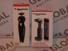 Lot to Contain 2 Manfrotto Items to Include a Twist Grip Clamp for Smart Phones and a Pixie Mini