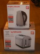 Complete 2 Piece Morphy Richards Kitchen Set to Include an Accents 1.5L Pebble Jug Kettle and