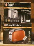 Lot to Contain 2 Assorted Russell Hobbs Colours Range Buckingham 2 Slice Toasters (Viewing Is Highly